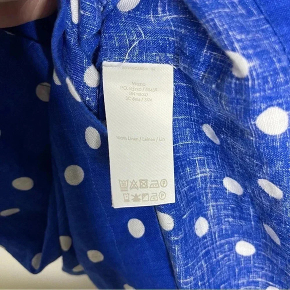 Boden Blue Polka Dot Rae Linen Dress Size 8 Tall Long - Picture 4 of 10